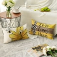 thumbnail image 3 of Home Sweet Home Bee Sunflower Throw Pillow Covers, 12 x 20 Inch Love Lives Here Spring Summer Stripes Cushion Case for Sofa Couch Set of 4, 3 of 6