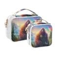 thumbnail image 2 of Monkey Trees and Rainbow Mountain Clear Cosmetic Bags with Handles PVC Toiletry Bags Zipper Waterproof Portable for Traveling 2 Pcs, 2 of 7