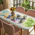 thumbnail image 3 of Easter Table Cloths for 4 Foot Rectangle Tables, Colorful Eggs Bunny Floral Vines Green Plaid Patio Waterproof Elastic Fitted Tablecloths, Washable Rectangular Table Cover for Camping, 3 of 8