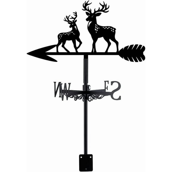 Sika Deer Weathervane Sika Deer Wind Vane Weathercock Metal Weather Vane for Garden Farmhouse Decorative Outdoor Wind Measuring Tool Wind Direction Indicator Iron Weather Vanes
