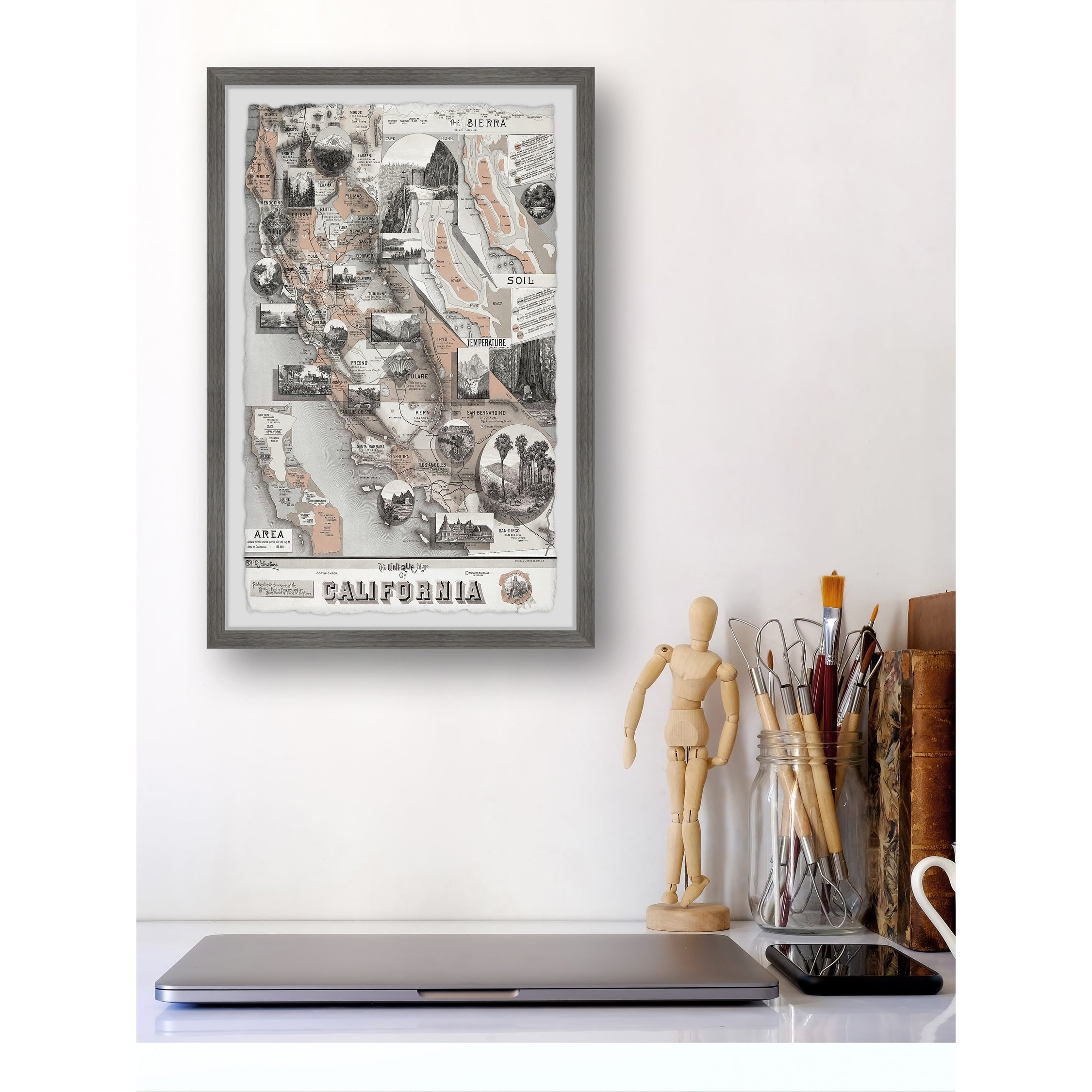 Marmont Hill When in Cali Framed Wall Art, 12" x 18"