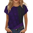 thumbnail image 1 of Hot Sale!Uooqdmx Blouses pour Femmes, Chemises à Manches Courtes pour Femmes, Hauts Décontractés pour Femmes, Hauts d'Été à Manches Courtes Col Rond Tunique Mignonne Tendance, Hauts de Sortie pour Femmes, Violet TG, 1 of 4