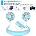 thumbnail image 5 of Ventilador portátil, mini ventilador USB, ventilador de cuello recargable (azul), 5 of 5