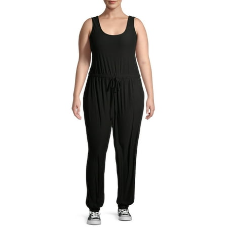 Derek Heart Juniors' Plus Size Solid Tie Waist Jumpsuit with Pockets