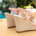 thumbnail image 5 of Hurxie Women's Low Wedge Heels Summer Dressy Platform Sandals Elastic Ankle Strap Open Toe Flower Shoes Pink 7, 5 of 8
