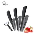 thumbnail image 1 of Kitchen Knife Set, Ceramic Chef Knife 4Pcs Set with Sheath and Ergonomic Handle,Black Blade Peeler Slicer Utility Fruit Paring Knives, 1 of 7