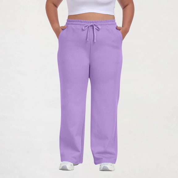 Tauxra Pants for Women,Straight Leg Elastic Waist with Drawstring and Pockets,Women's Plus Size Casual Pants