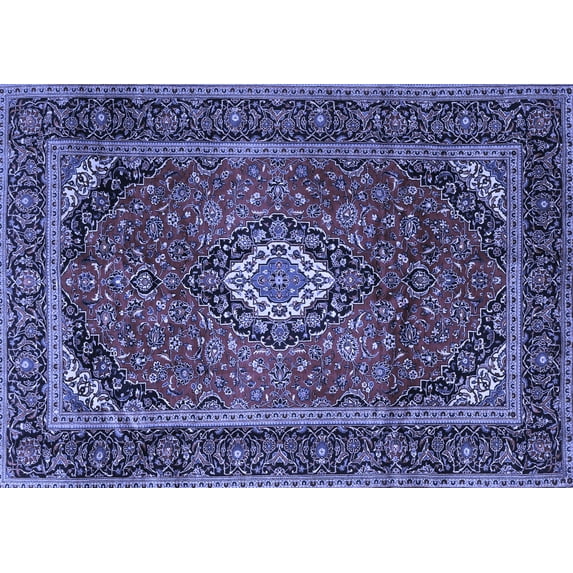 Ahgly Company Machine Washable Indoor Rectangle Persian Blue Traditional Area Rugs, 6' x 9'