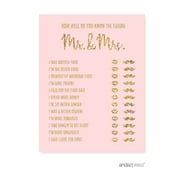 How Well Do You Know The Future Mr./Mrs.? Blush Pink Gold Glitter Print Wedding Bridal Shower Game Cards, 20-Pack