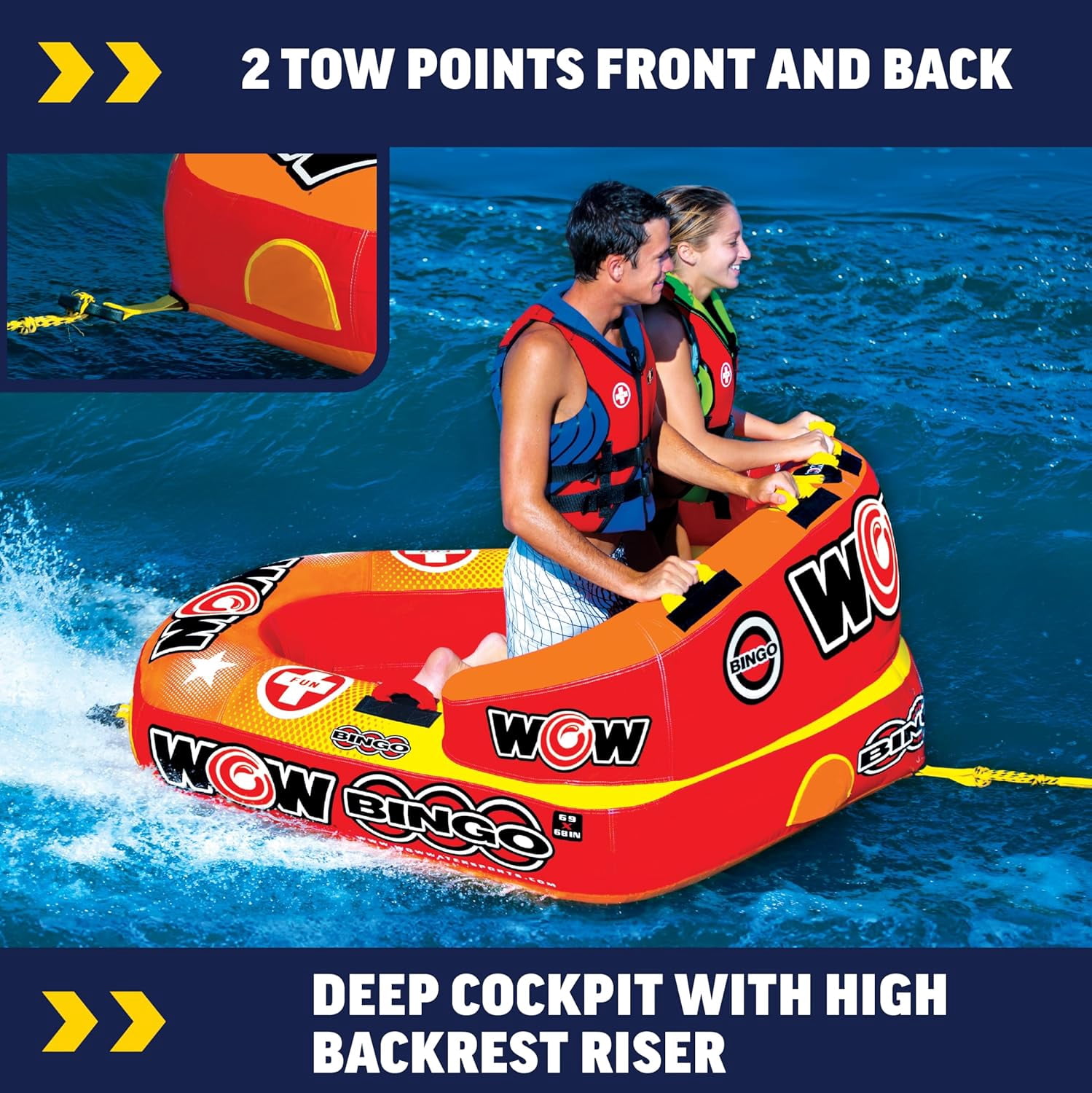 WOW Sports Bingo 2 Inflatable Towable Float Tube for Water Sea