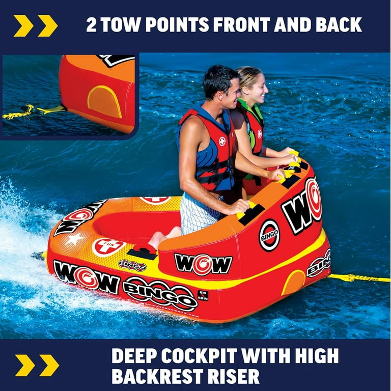 WOW Sports Bingo 2 Inflatable Towable Float Tube for Water Sea