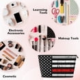 thumbnail image 4 of Red Line Flag Small Purse Organizer Zipper Cosmetic Handbag Tote Pouch For Women, 4 of 7