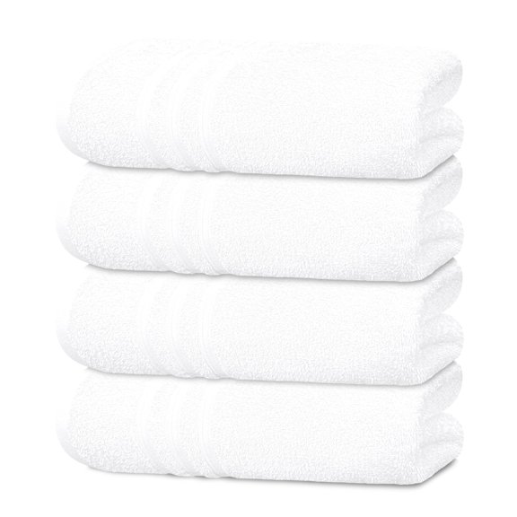 Juego de 4 toallas de baño, 100% algodón, 70 x 140 cm, color blanco