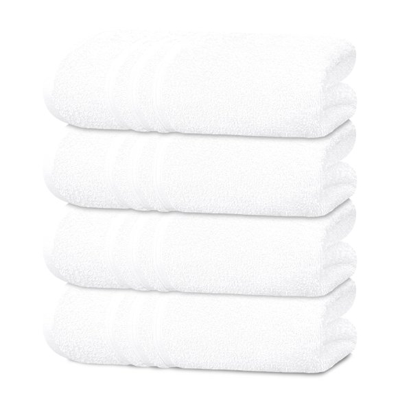 Juego de 4 toallas de baño, 100% algodón, 70 x 140 cm, color blanco