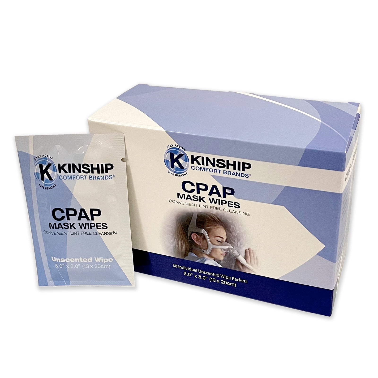 Kinship Comfort Brands CPAP & BiPAP Mask & Machine Cleaning Wipes - Individual Towelettes - Pack of 30