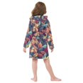 thumbnail image 4 of FORMRS Niños Bathrobe Unisex Hooded Robe Soft Plush Pajamas Sleepwear, Size 10-12T, Blue Vibrant Leaves Pattern, 4 of 7