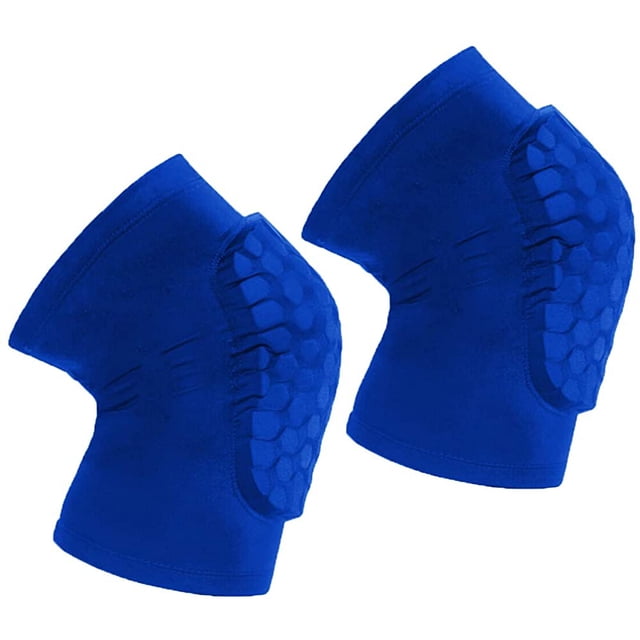 Knee Sleeve Pair Kneepad Pads Crashproof Antislip Basketball Leg Sleeve Protective Pad Support Guard Padded Breathable Compression Wear Hexpad - 2 Packs-Blue