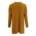 thumbnail image 4 of Tshirts For Women Autumn Winter Solid Color Round Neck Puff Long Sleeve Pocket Tops Tee Shirts Daily-Wear, 4 of 5