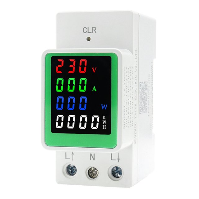 Compteur d'Électricité Domestique Intelligent Guide de Compteur Électrique Rail d'Installation Tension AC Fréquence de Courant Facteur de Puissance Électrique Écran Couleur LED