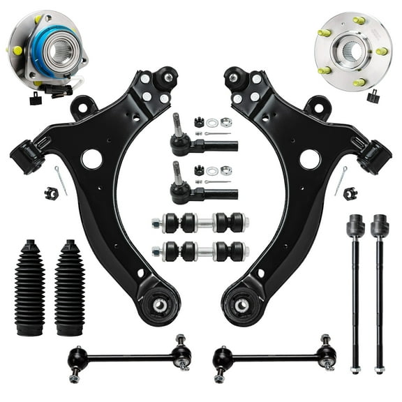 Detroit Axle - Front 14pc Suspension Kit for Chevy Impala Pontiac Grand Prix Buick LaCrosse Regal Century 2 Wheel Bearings Hubs 2 Lower Control Arms 4 Tie Rods 2 Boots Replacement 4 Rear Sway Bars
