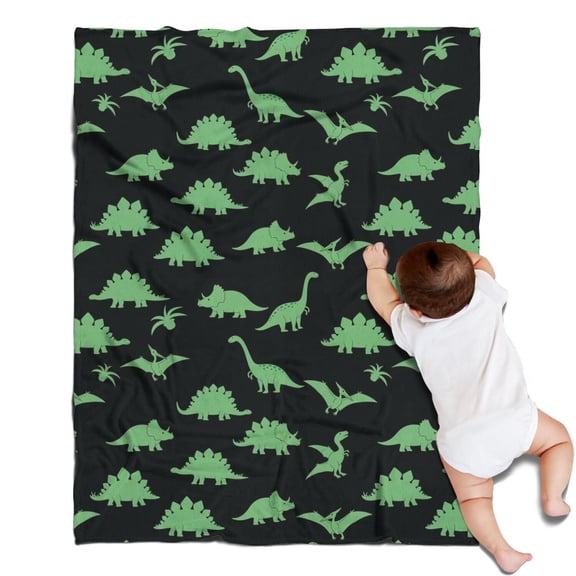 Black Cartoon Dinosaurs Pattern Blanket,Comfortable Soft Flannel Throw Blanket,All Season,Warm Lightweight Blankets for Sofa Bed Couch Living Room Chair,30"x40"