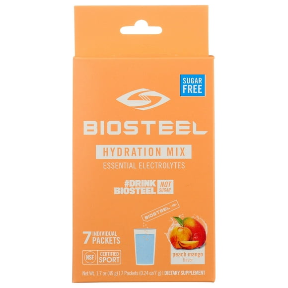 BioSteel Hydration Vegan Powder Mix Bag - Peach Mango - 7 Un Pack of 6