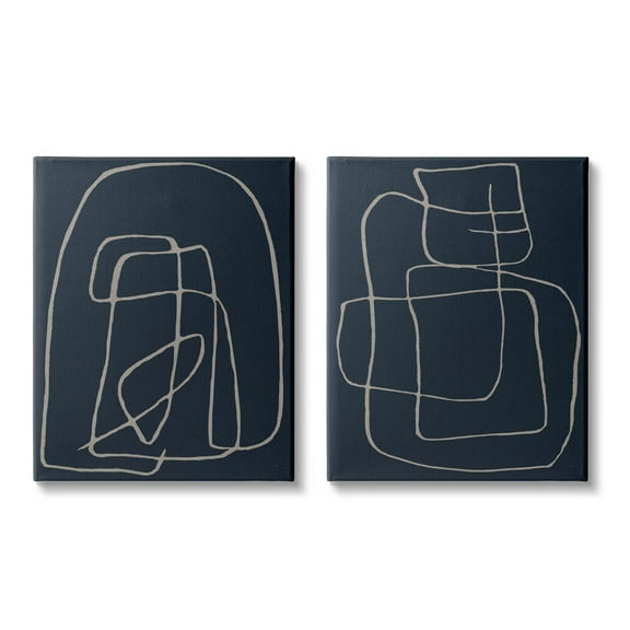 Stupell Industries Contemporary Line Squiggle Shapes Graphic Art Gallery Wrapped Canvas Print Wall Art, Set of 2, Design by Susan Jill