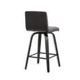 thumbnail image 4 of 26â€ Gray Faux Leather Black Wooden Swivel Bar Stool, 4 of 5