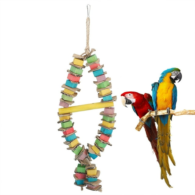 Juguete para loros, bloque de madera colorido colgante, juguete colgante para pájaros, columpio para loros, funcionalidad versátil
