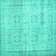 thumbnail image 1 of Ahgly Company Machine Washable Indoor Square Abstract Turquoise Blue Contemporary Area Rugs, 4' Square, 1 of 4