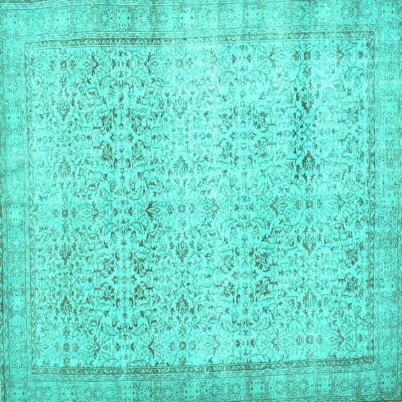 Ahgly Company Indoor Square Abstract Turquoise Blue Contemporary Area Rugs, 3' Square
