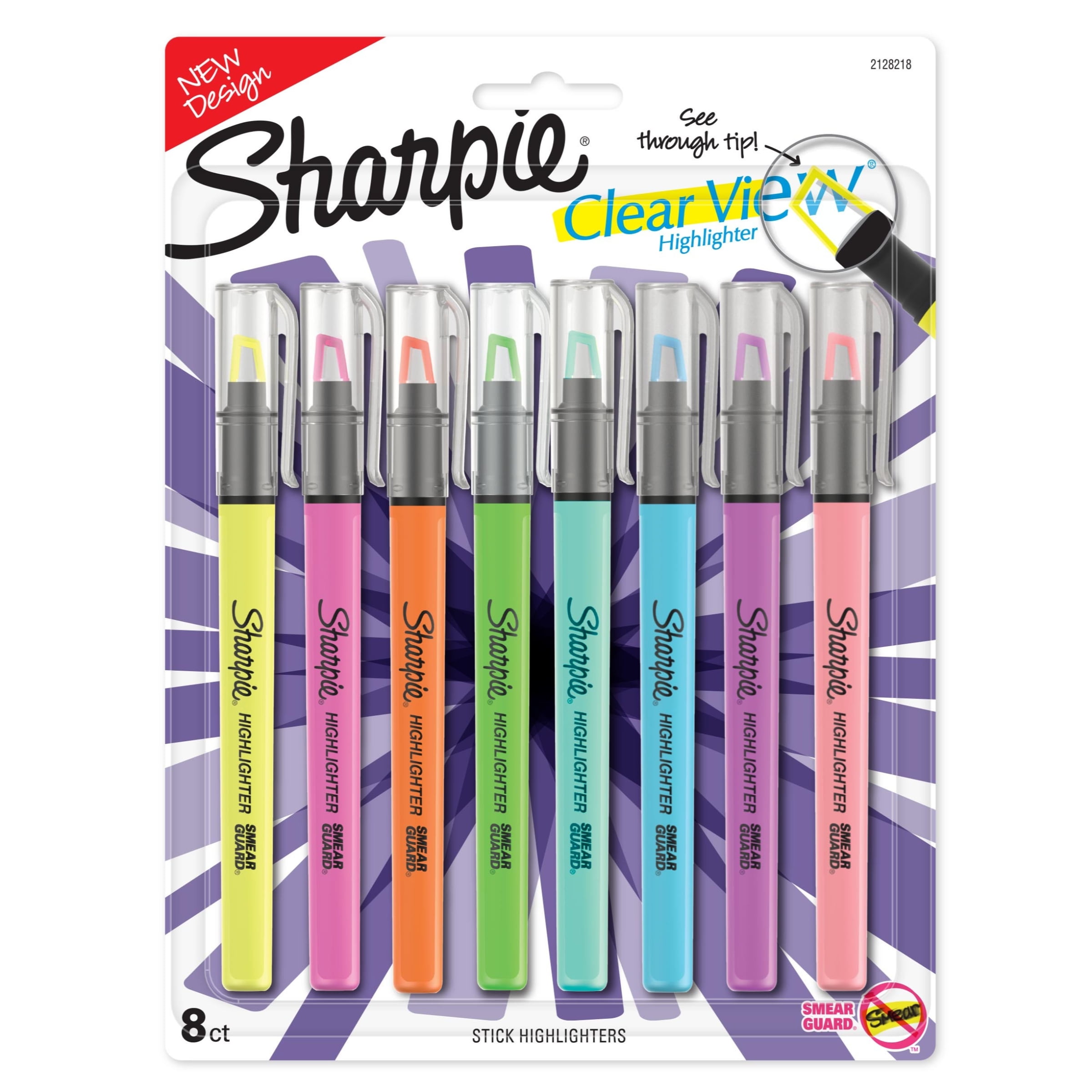 8 Pack - New Assorted Sharpie Clear View Highlighter Stick 1966798 
