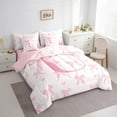 thumbnail image 2 of Pink Bow Bed Set in a Bag 7 Pcs,Initial Letter U Chic Romantic Bedding Set,Princess Style Bowknot Love Hearts Girly Fairy Comforter with Fitted,Flat Sheet,Pillowcase,Pillow Covers,Full, 2 of 5