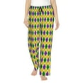 thumbnail image 2 of Kdxio Women's Comfy Stretch Mardi Gras Purple Yellow PlaidPrint Drawstring Pajama Pants-Small, 2 of 9
