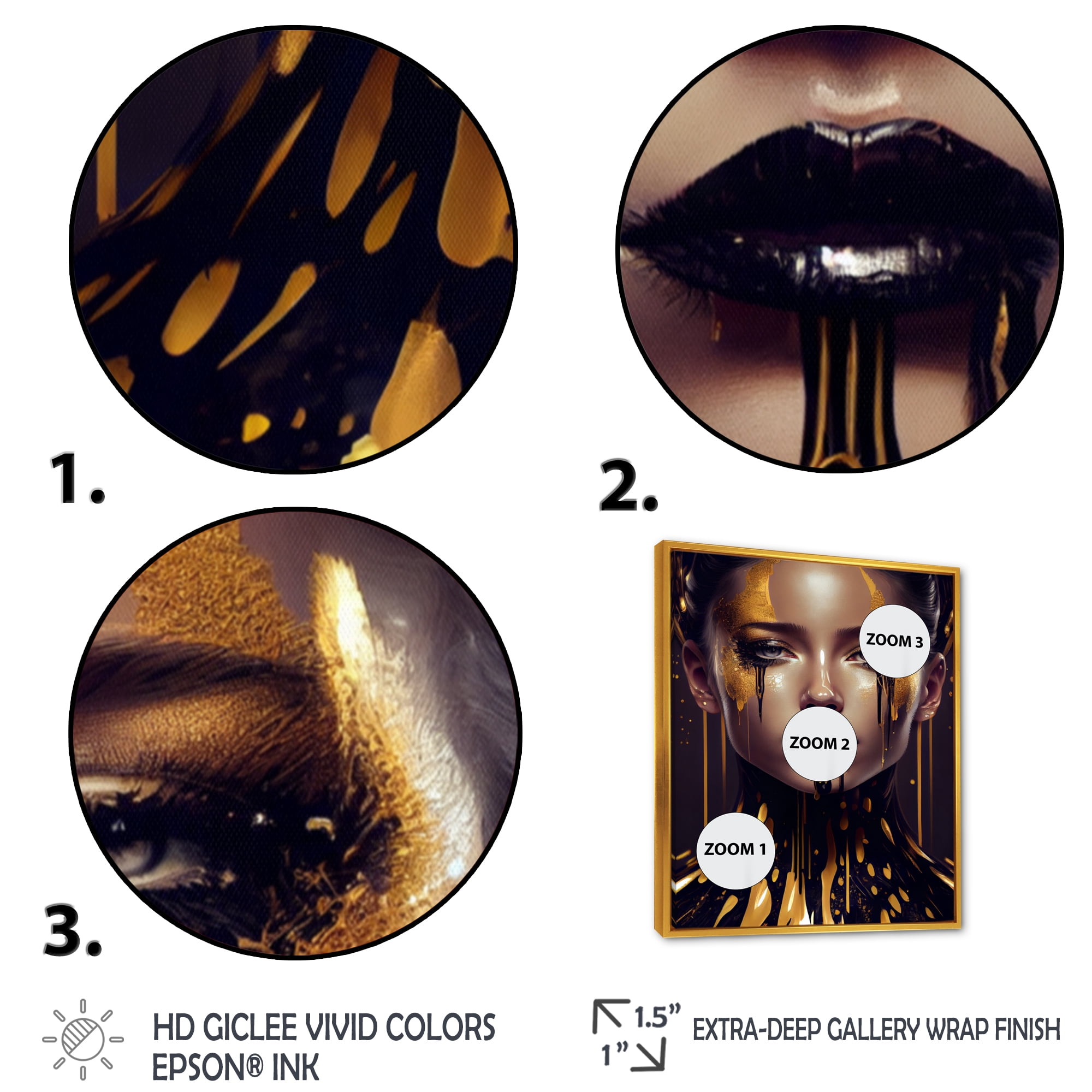 Designart Sensual Liquid Gold Woman VI Floating Frame Wall Art