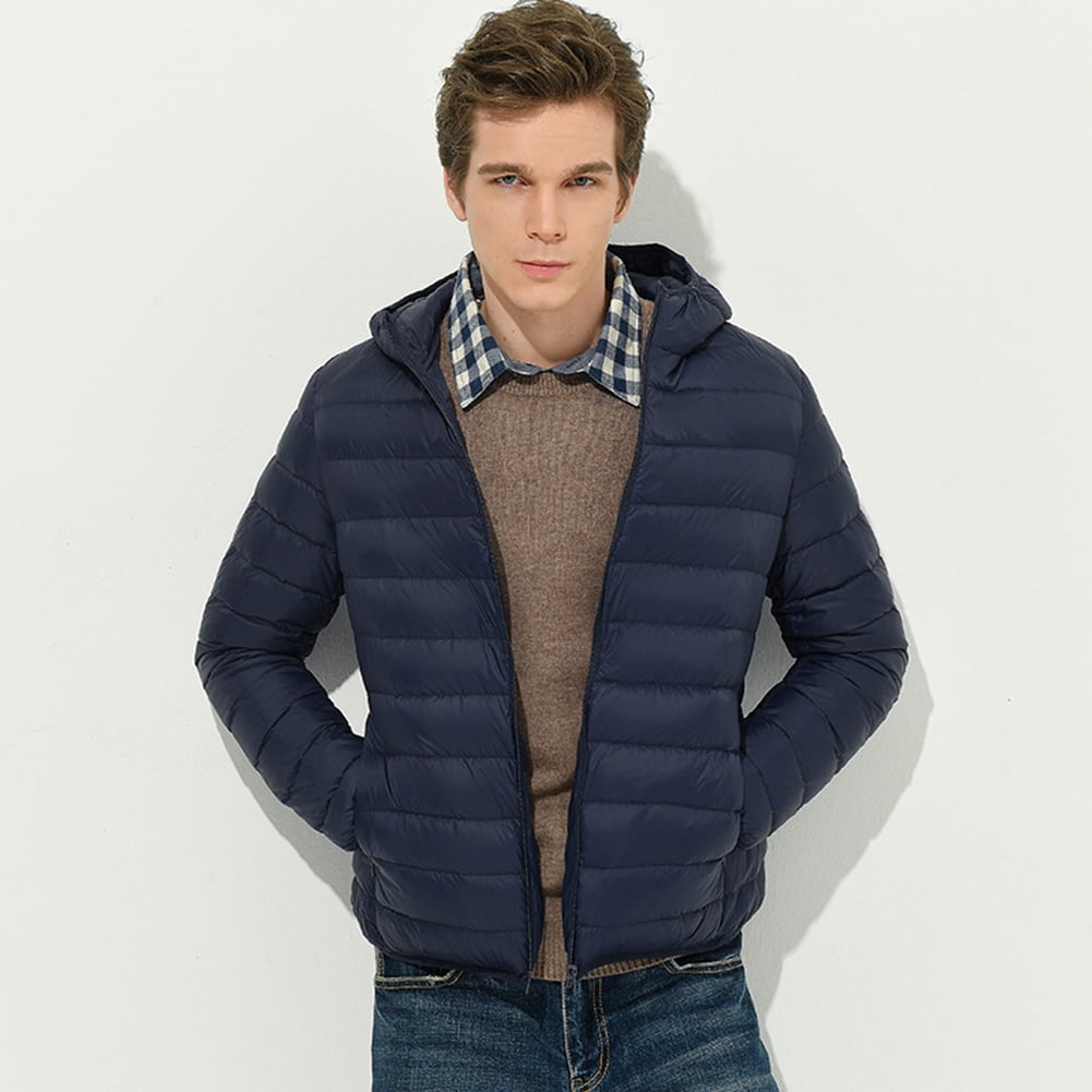 Lubi Men s Puffer Jacket Lightweight Warm Down Jacket Hooded Winter Coat Blue