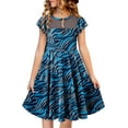 thumbnail image 3 of KISSMODA Girls Dress Casual Round Neck A Line Ruffle Sleeve Knee Length Dresses 4-13 Years, 3 of 4