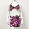 thumbnail image 1 of Traje de fiesta con lentejuelas rómbicas para mujer, minifalda Sexy con cadena Halter, vestido de fiesta sin espalda, Tops ahuecados, 1 of 5