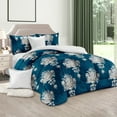 thumbnail image 1 of Shatex Bed-in-A-Bag Comforter, King Bedding Set- 7 Piece All Season Bedding Comforter Set, Ultra Soft Polyester Elegant Bedding Comforters- Navy with Silver Floral, 1 of 5