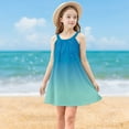 thumbnail image 2 of Zpanxa Girl Summer Dress Girl's Wrinkle Suspender Cami Dress Gradient Shiny Sleeveless Round Neck Casual Dresses Blue 11 Years, 2 of 9