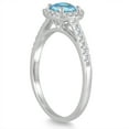 thumbnail image 2 of SZUL Women's 5MM Cushion Cut Blue Topaz and Diamond Halo Ring in 10K White Gold, 2 of 5