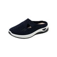 thumbnail image 3 of Havenx Women Wide Width Walking Slip on Sneakers Woven Breathable Mesh Knit Soft Sole Shoe Soft Foam Cushion Diabetic Walking Nurse Shoes,Navy 39(US-7.5), 3 of 4