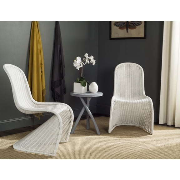 Safavieh Tana Coastal Wicker Accent Chair, White (Set of 2)