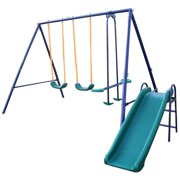 A-Frame Metal Swing Set with Slide for Kids - US Stock