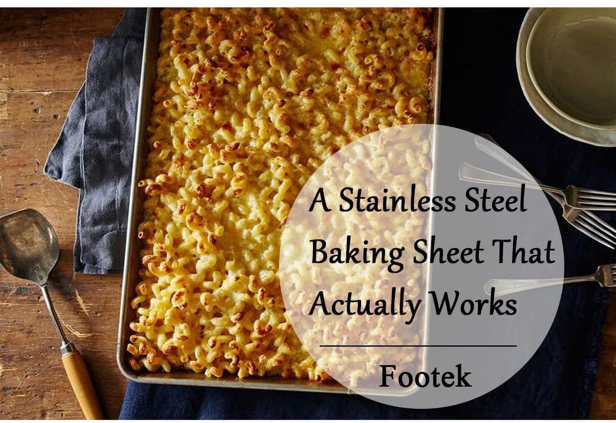 Baking Sheet Set of 2, Stainless Steel Baking Pans for Toaster Oven, Footek Cookie Baking Sheet 12.5L×10W×1H inch, Healthy & Superior Mirror Finish, Dishwasher Safe Baking Sheets