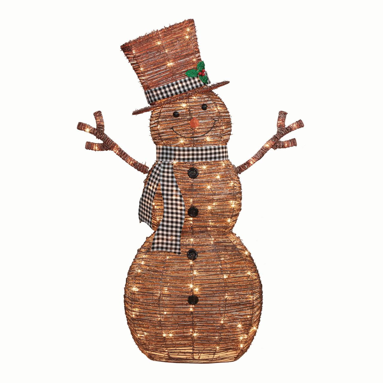 Holiday Time 60 inch LightUp RattanLook Snowman, 150 Incandescent
