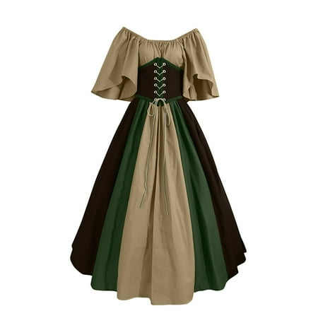 

Cloak for Women For Womens Trumpet Sleeve Irish Shirt Dress With Corset Traditional Dress Women M Gothic Retro Long Sleeve Corset Dress
