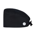 thumbnail image 2 of Unisex Medical Scrub Cap with Ear Saver Buttons Adjustable Tie Back Breathable Lightweight Nurse Working Hat Black One Size, 2 of 4