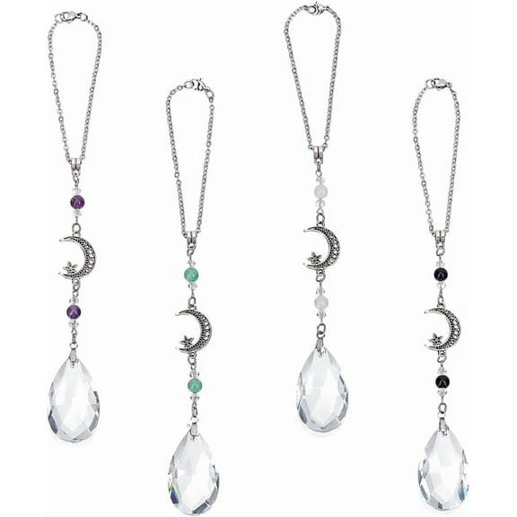 4Pcs Rear View Mirror Car Charm 20.5cm Teardrop Vehicle Mirror Decoration Hanging Pendant Car Decoration Alloy Moon Cars Charm for Cars Decor Accessories diy