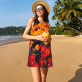 thumbnail image 5 of Kuqiui Marigold Flowers In Different Colors for Women's Sleeveless A-Line Dress with Pockets, Casual Knee Length Loose Tank Dress for Summer, 5 of 6